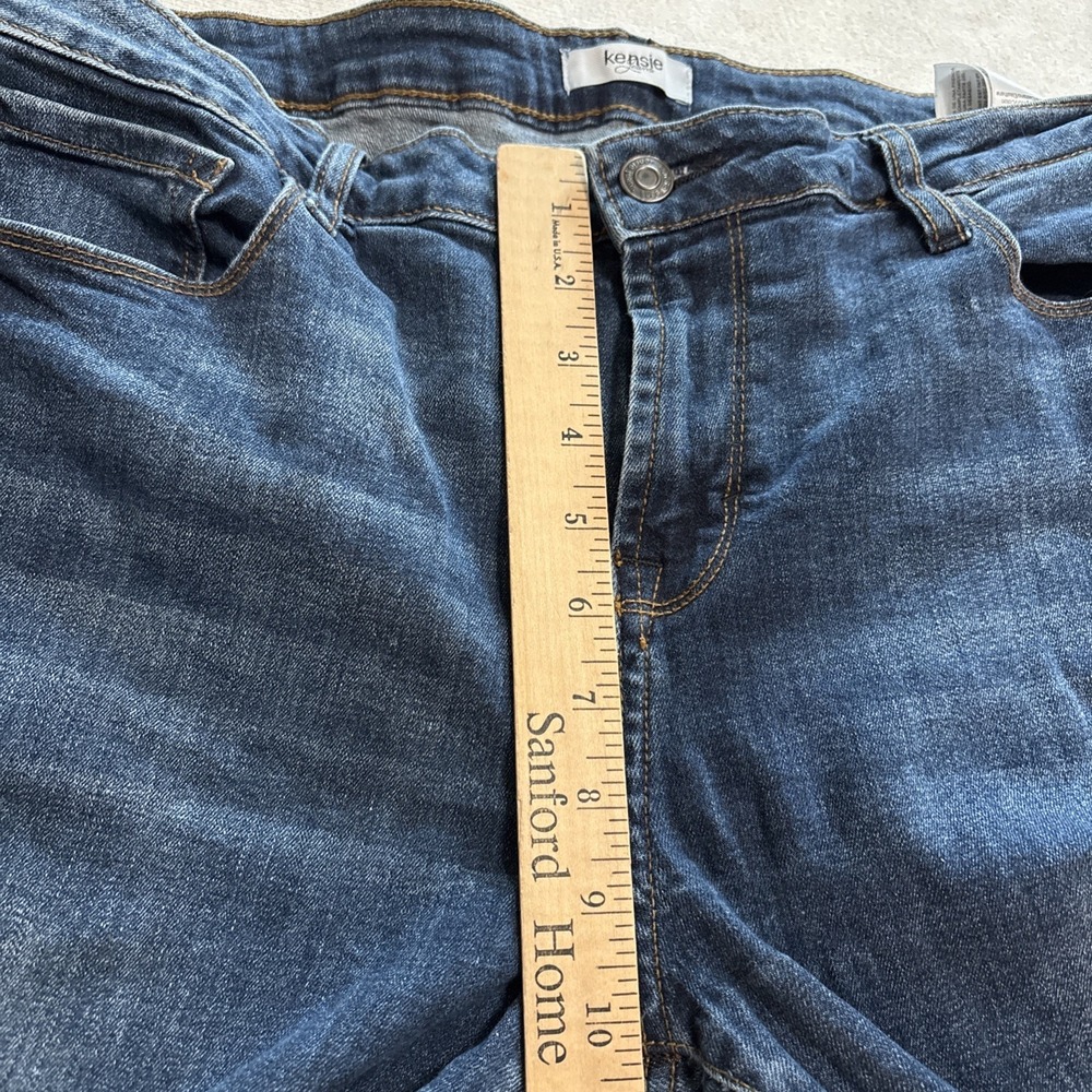 Kenzie Jeans‎ Dark Wash Skinny Crop Fray Hem Ankle Women's Size 14/32 - Picture 5 of 8